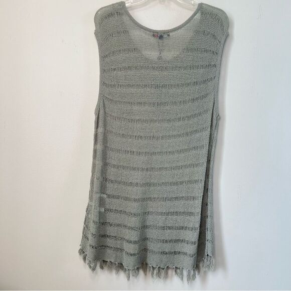 Charlie B. Collection Sleeveless Sage Semi-sheer Tunic Tassel Size XXL NWT - Picture 3 of 14